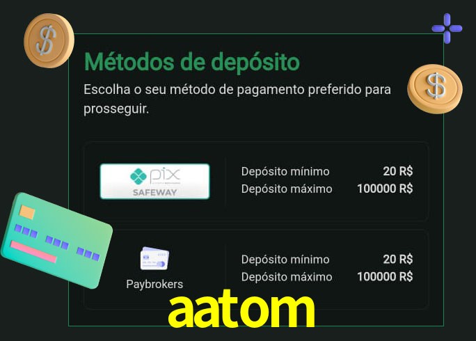 O cassino aatom oferece uma grande variedade de métodos de pagamento